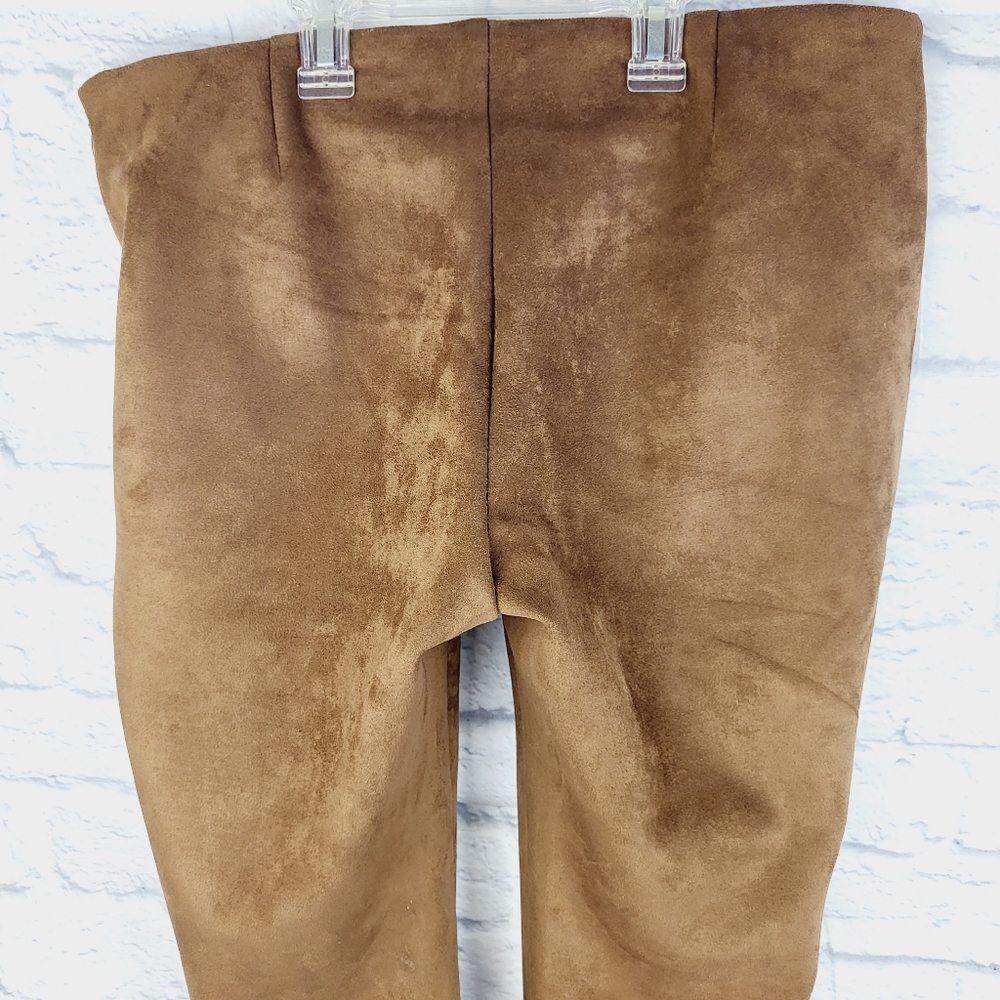 Chaps Pants Women's L Brown Suede Side Zip Stretch Tapered Leg Mid-Rise - Picture 4 of 7